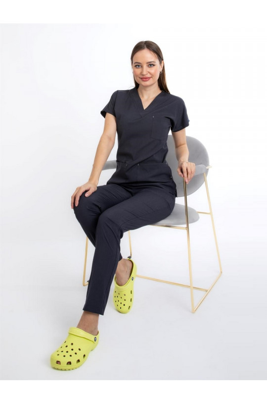 Костюм медицинский женский CORE-FLEX LYCRA (антрацитово-серый, стрейч)